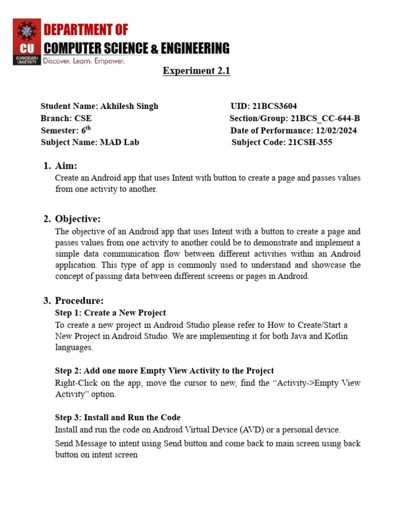 Mad 2.1 | PDF | Android (Operating System) | Java (Programming Language)