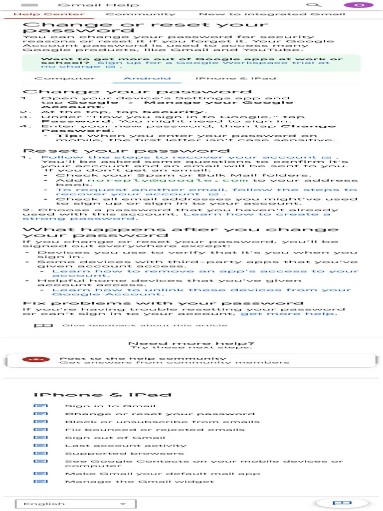 Change or Reset Your Password - Android - Gmail H  PDF  Gmail  Password.