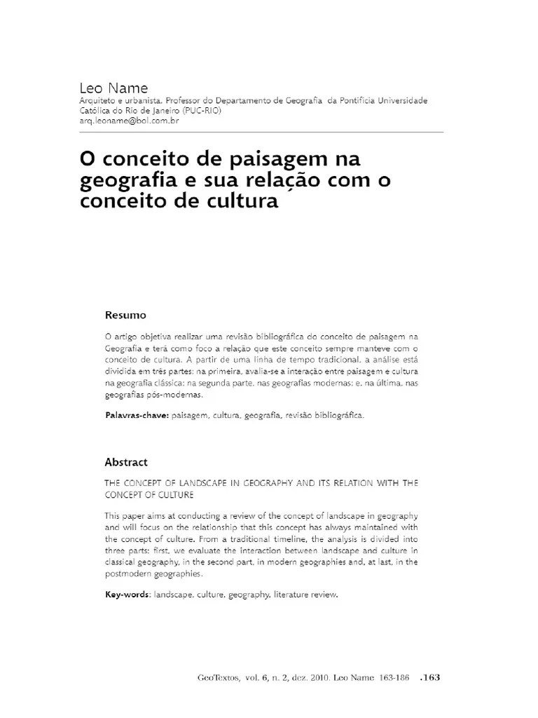 Vista Do O Conceito De Paisagem Na Geografia E Sua Relação Com O ...