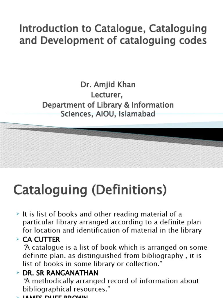 Understanding Library Cataloguing Basics Pdf Library Science Metadata