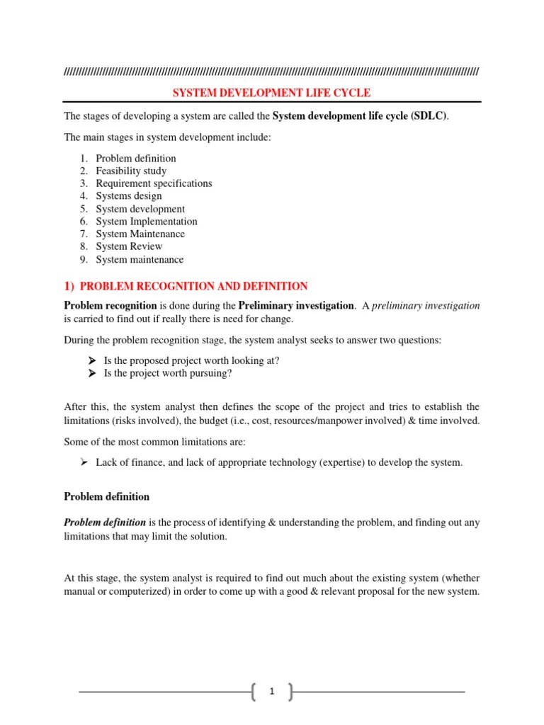 System Analysis And Design Notes | PDF | Software Testing | Feasibility ...