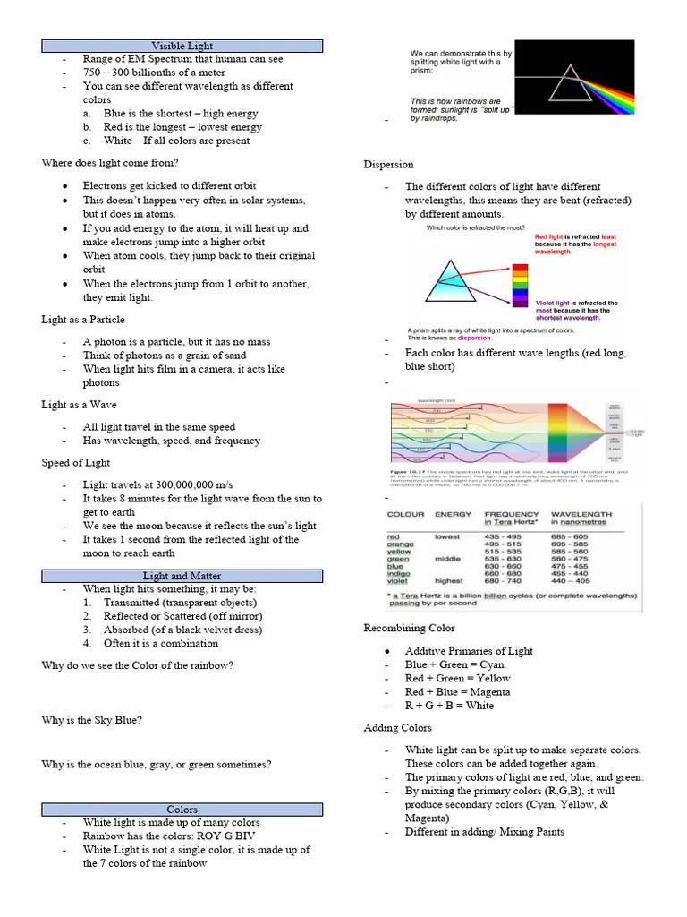 Physics - Colors | PDF | Light | Color