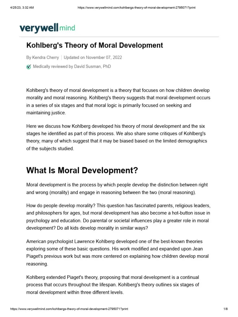 Kohlbergs-theory-of-moral-development | PDF | Morality | Liberal Arts ...
