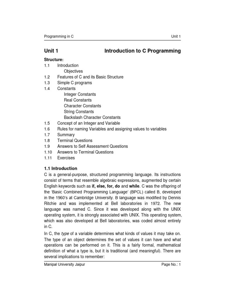 Programming In C - 1-20 | PDF | Integer (Computer Science) | C ...