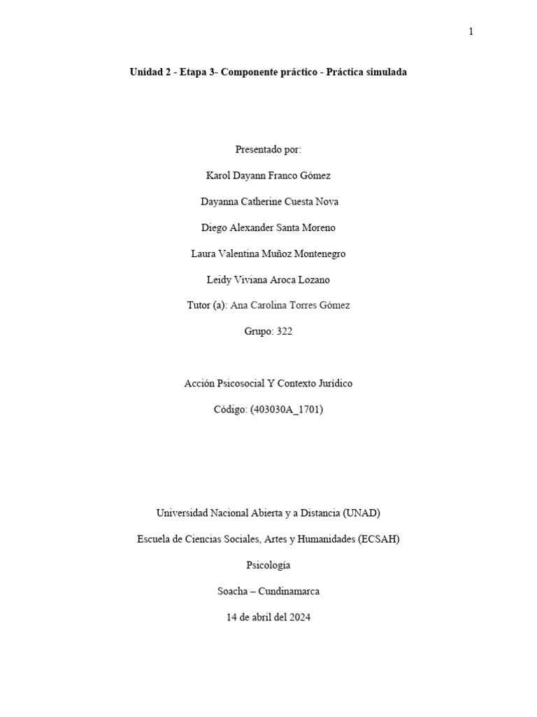 Unidad 2 - Etapa 3 - Componente Práctico - Práctica Simulada | PDF | Violencia | Depresión ...