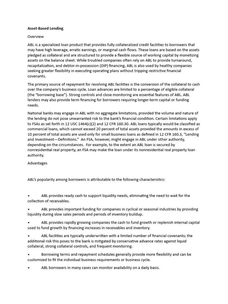 Asset Based Lending | PDF | Loans | Collateral (Finance)