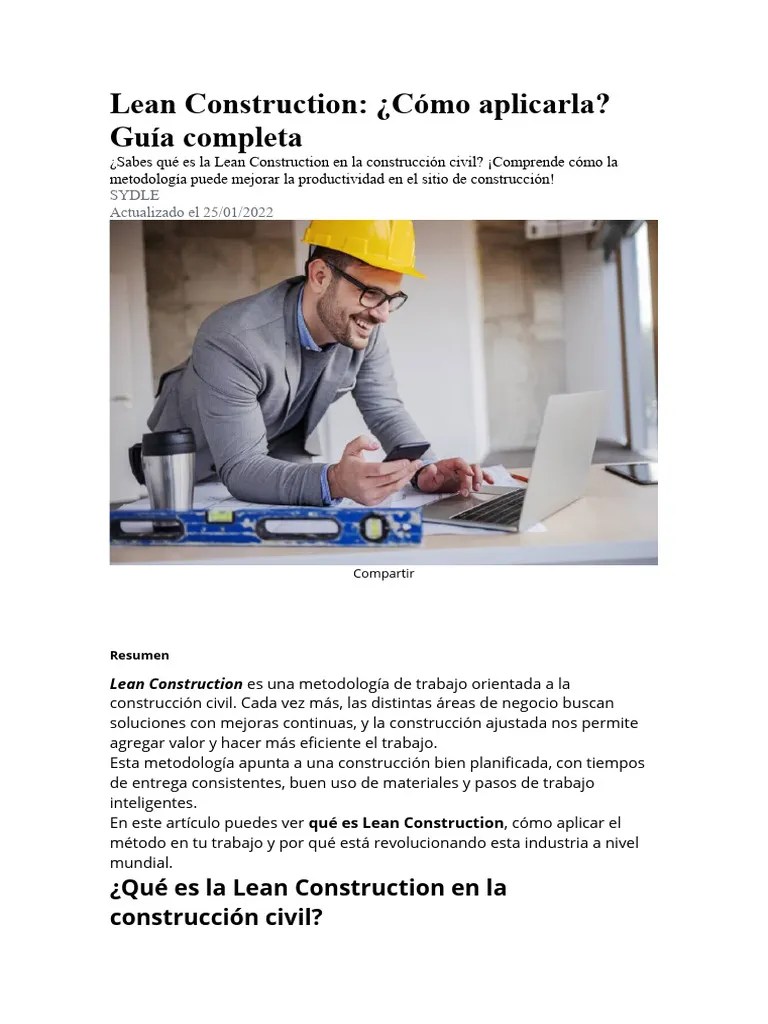 Lean Construction | PDF | Lean Manufacturing | Calidad (comercial)