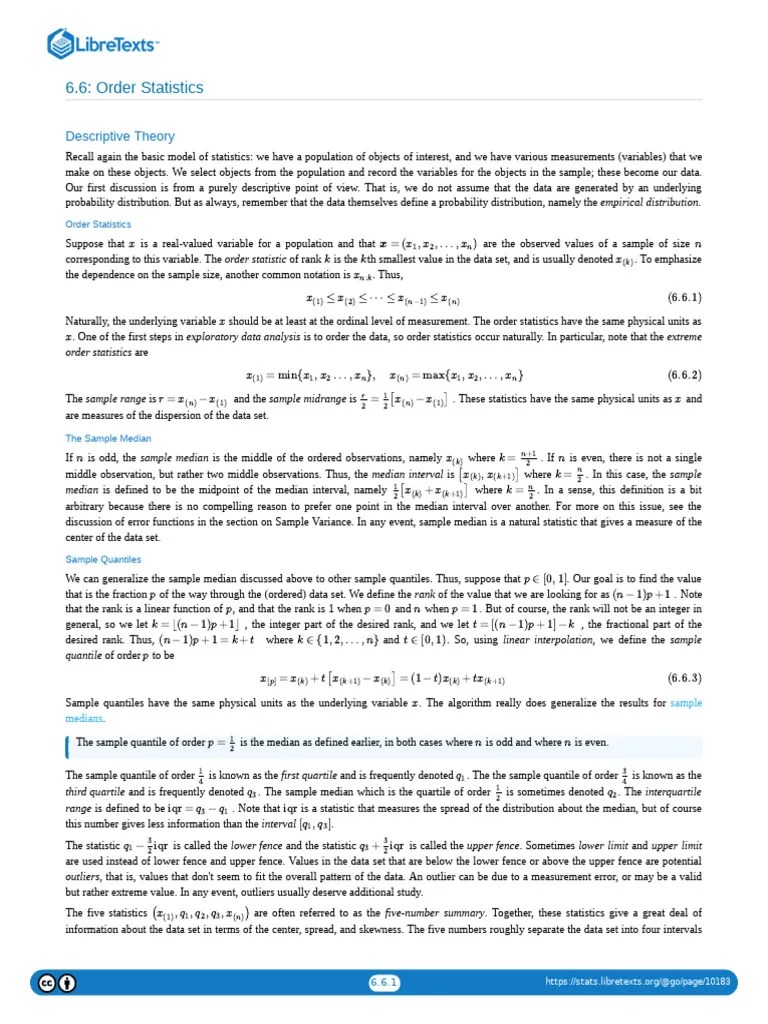 6.06 Order Statistics | Download Free PDF | Quartile | Probability Theory