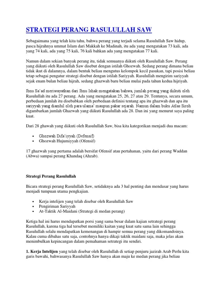 Strategi Perang Rasulullah | PDF