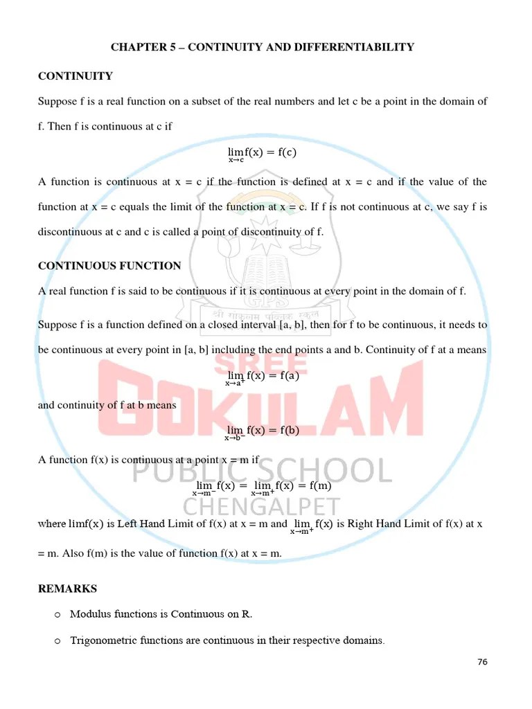 Continuity And Differentiability | PDF | Function (Mathematics ...
