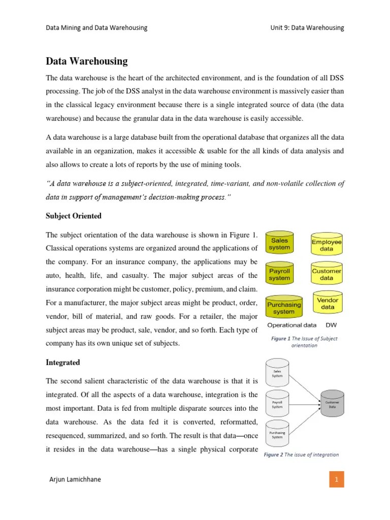 Unit 9 - Data Warehousing | PDF | Data Warehouse | Information Science