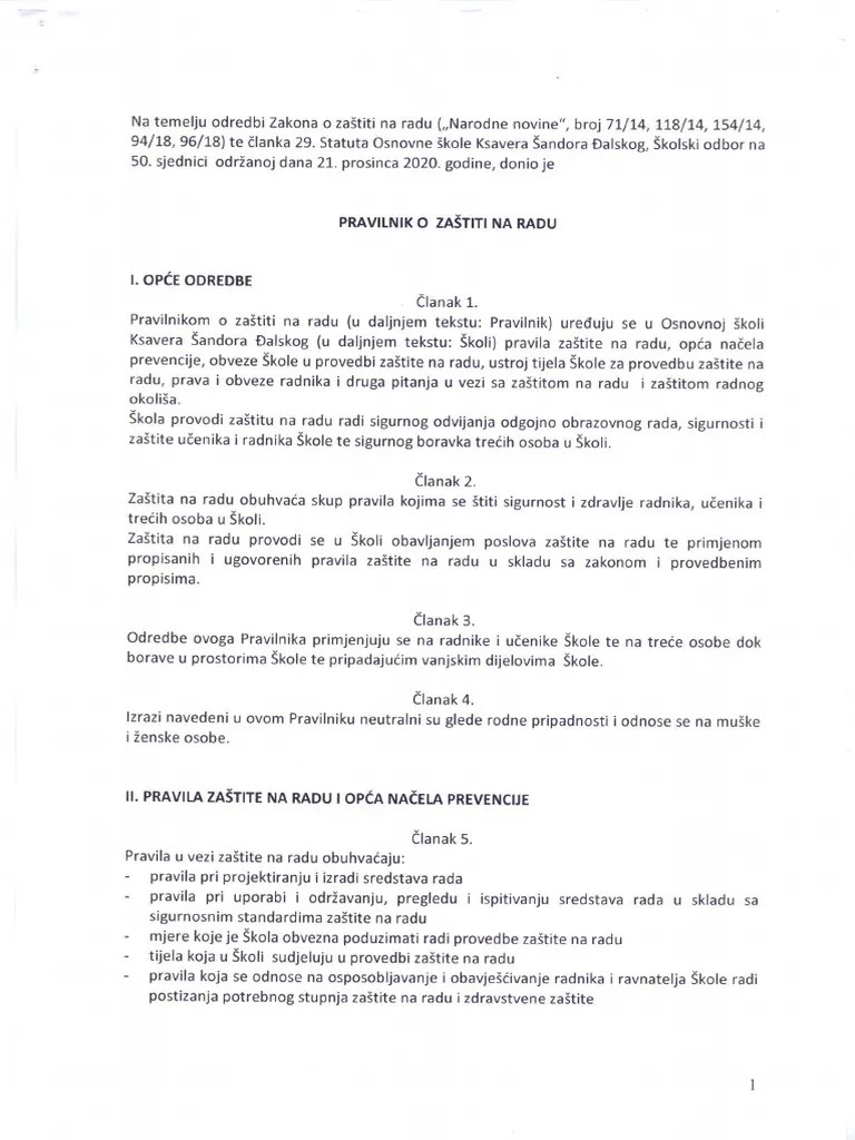 Pravilnik O Zaštiti Na Radu | PDF