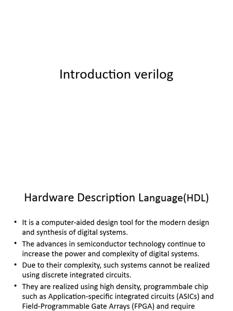 Introduction Verilog - MODULE 4 | PDF | Hardware Description Language ...