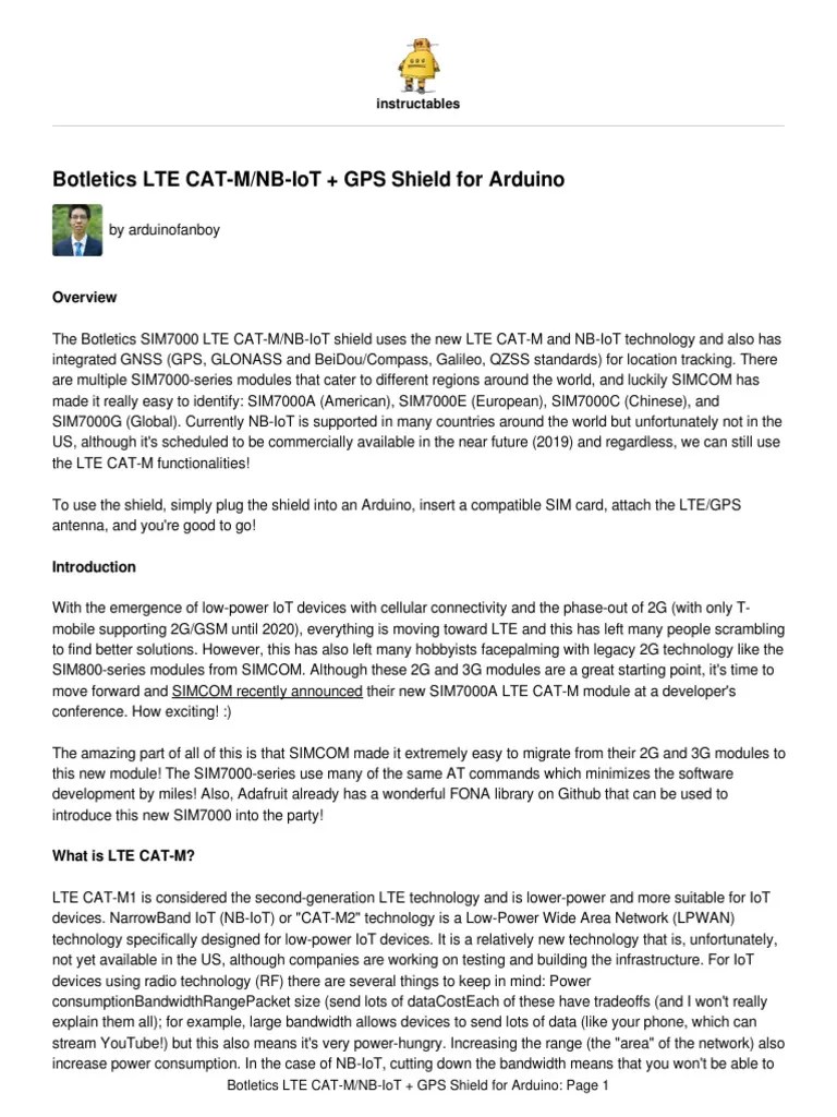 LTE NB IoT Shield For Arduino | PDF | Arduino | Internet Of Things