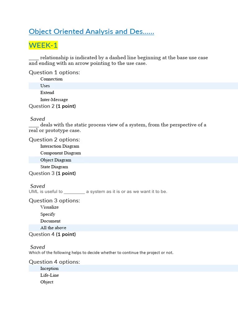 MCQ-Object Oriented Analysis Des | PDF | Class (Computer Programming ...