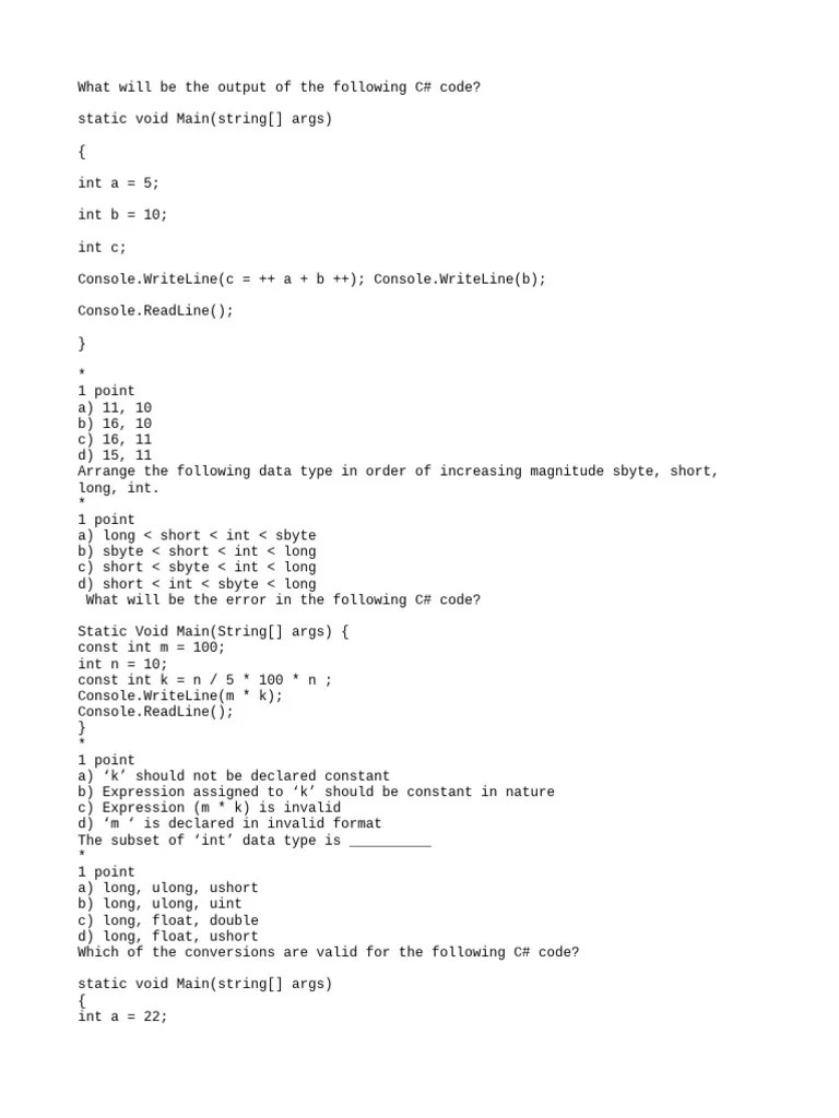 Exam 4 | PDF | C Sharp (Programming Language) | Computer Programming