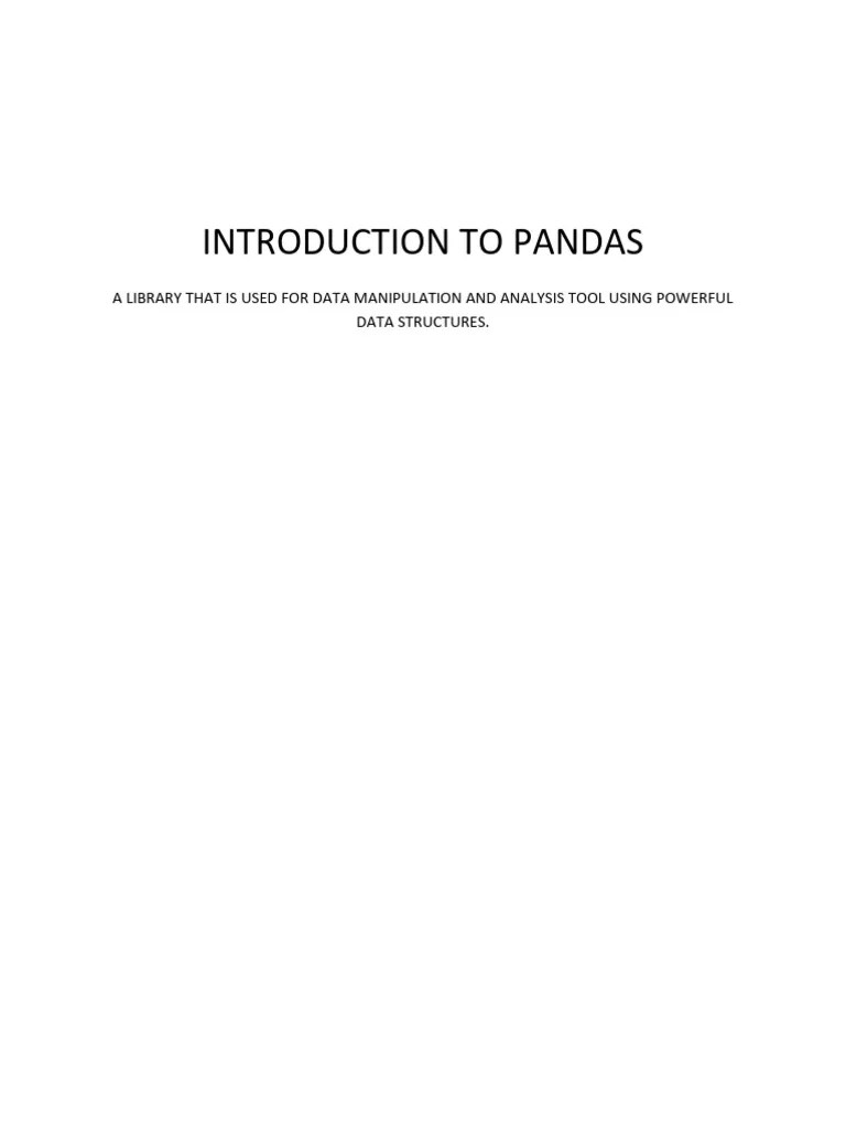 Introduction To Pandas | PDF | Computer Programming | Computing