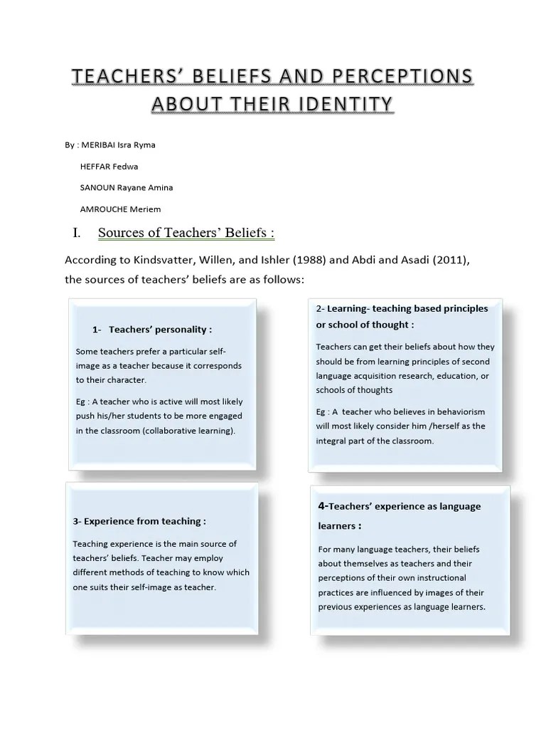 Teachers' Beliefs And Perceptions | PDF | Teachers | Experience