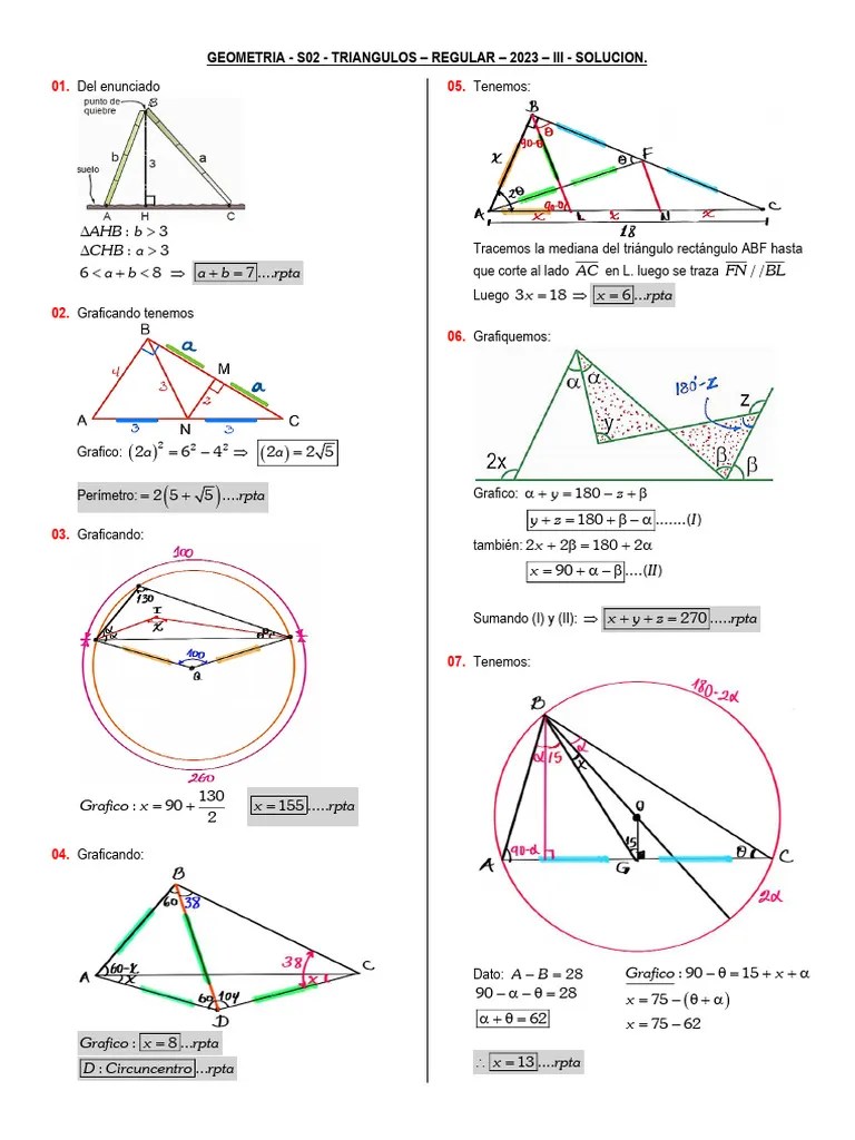 GEOMETRIA - S02 - TRIANGULOS - REGULAR 2023 - III - SOLUCION | PDF | Triángulo | Matemática ...