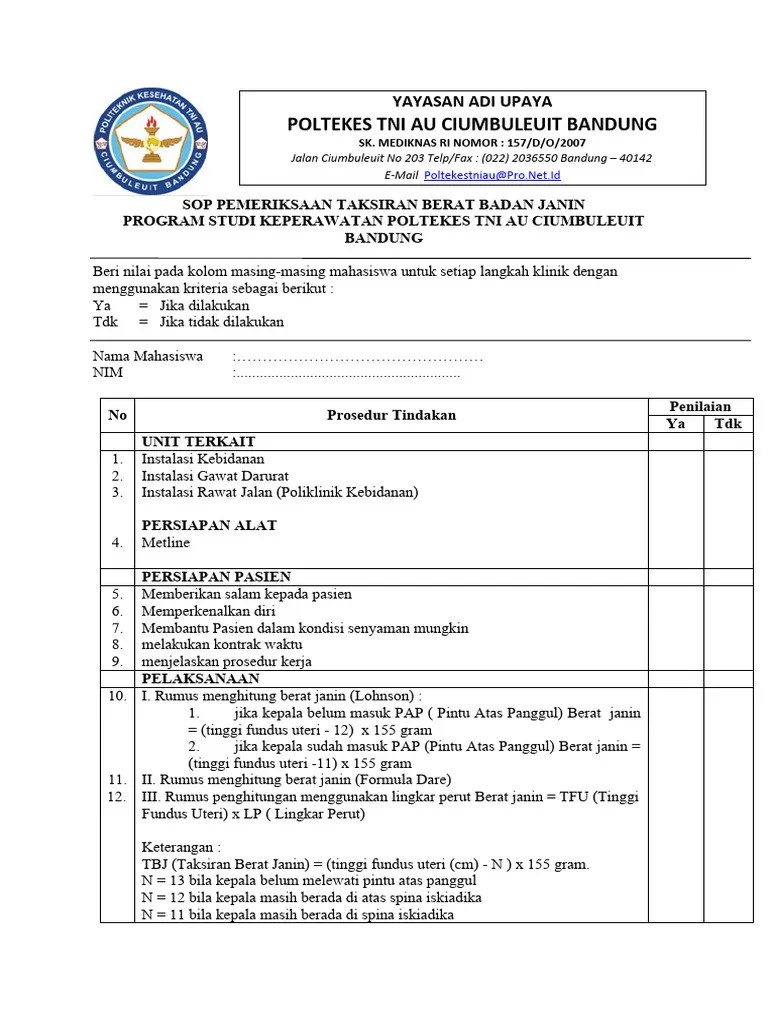 Taksiran Berat Badan Janin | PDF