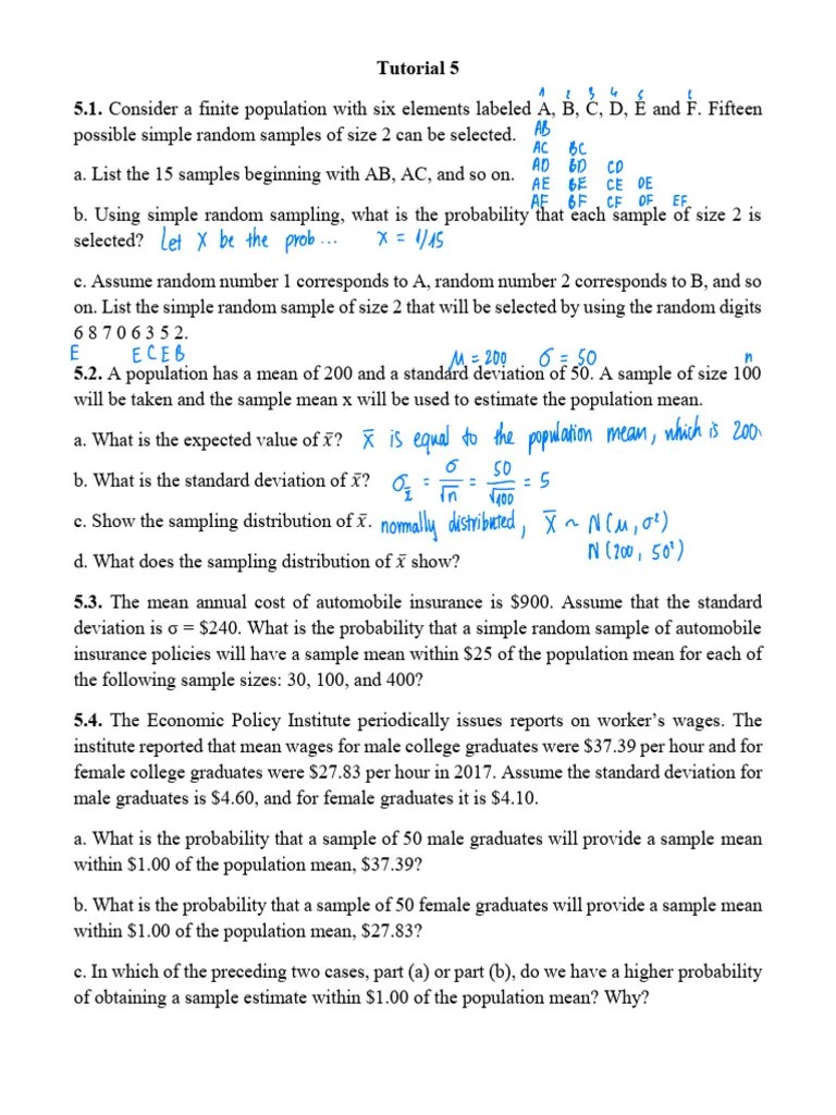 Tutorial 05 | PDF | Mean | Standard Deviation
