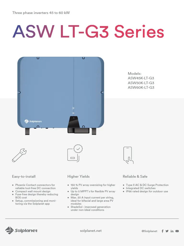Datasheet ASW 45-50-60K LT G3 Series En 0124 Web | PDF | Alternating Current | Power Inverter