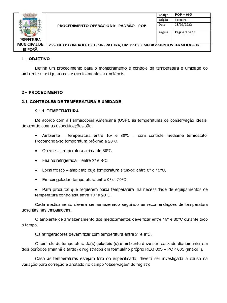 POP-005-Controle-de-Temperatura-Umidades-e-Medicamentos-Termolabeis ...