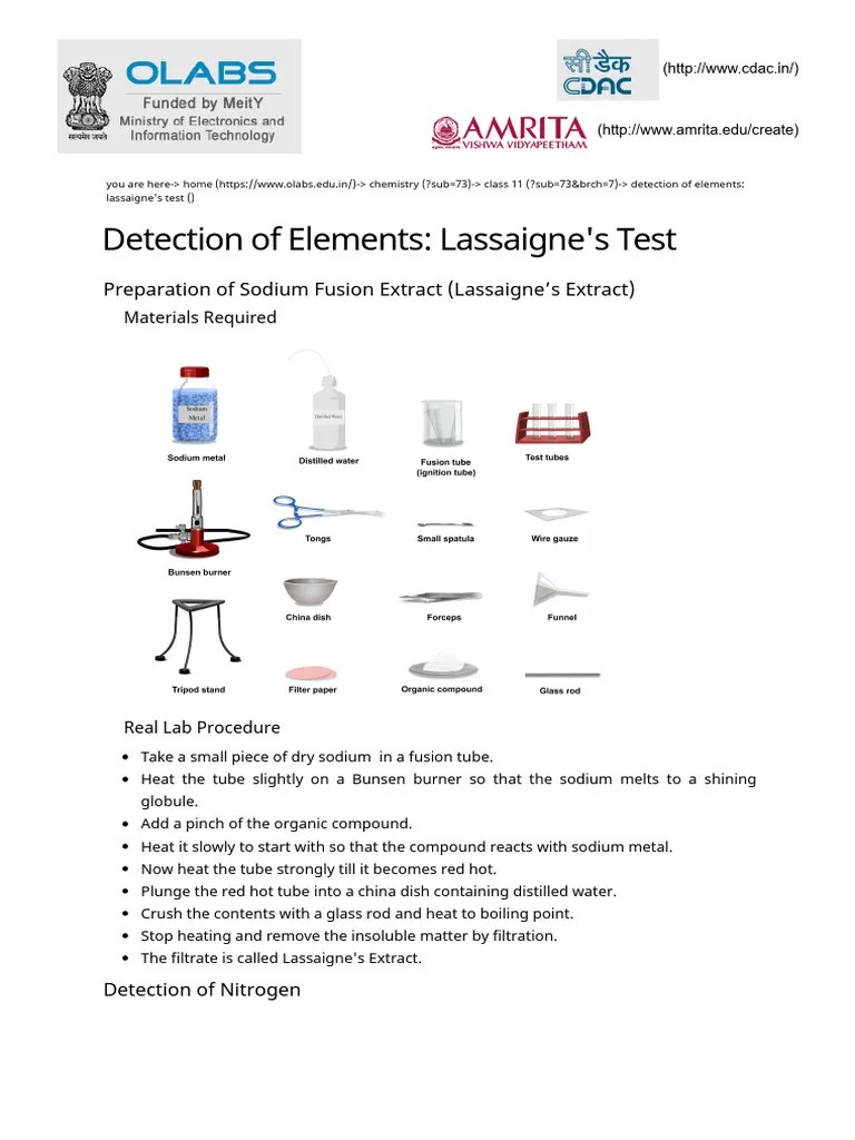Lassign's Test | PDF | Sodium | Precipitation (Chemistry)