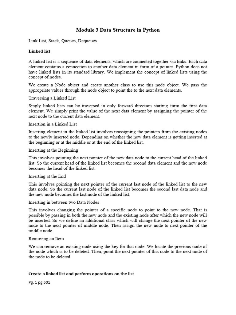 Module 3 Data Structures In Python | Download Free PDF | Pointer ...