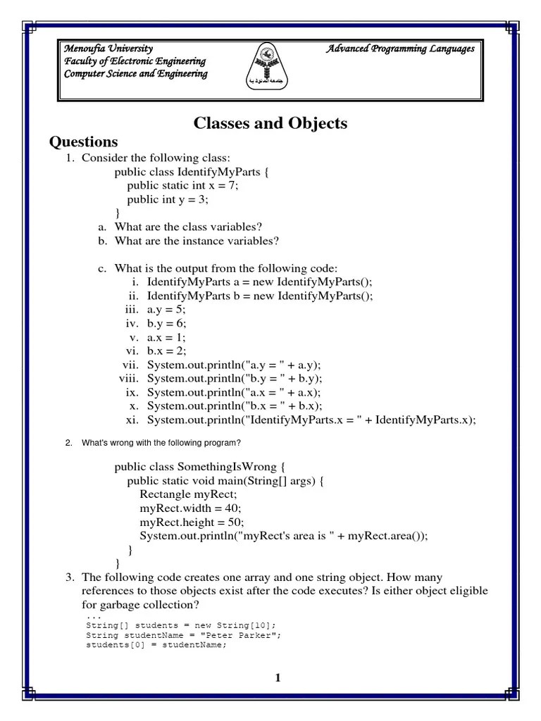 Sheet 2 - Classes And Objects | PDF | Boolean Data Type | Computer Science