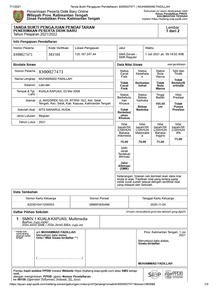 Tanda Bukti Pengajuan Pendaftaran - 8300027471 - MUHAMMAD FADILLAH | PDF