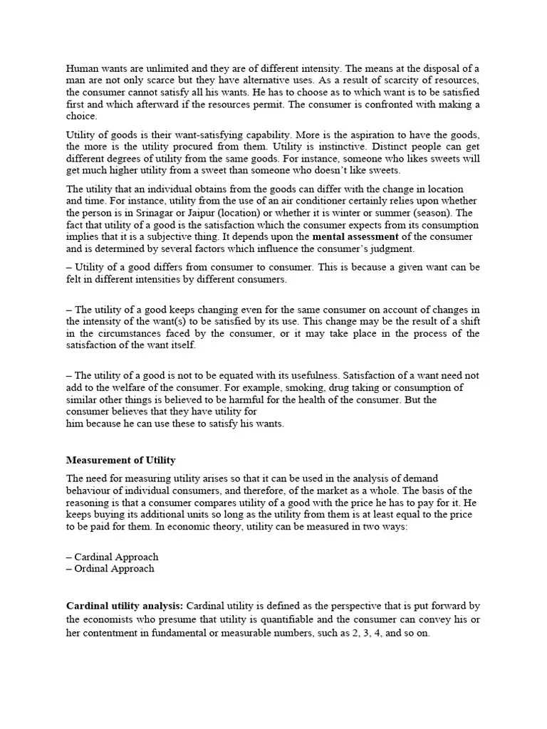 Utility Analysis Econtent | PDF | Utility | Marginal Utility