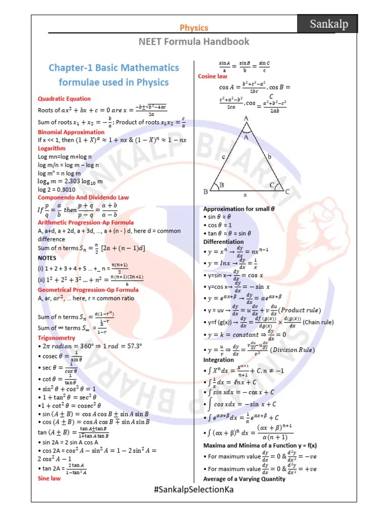 Physics Formula Handbook | PDF | Area | Acceleration
