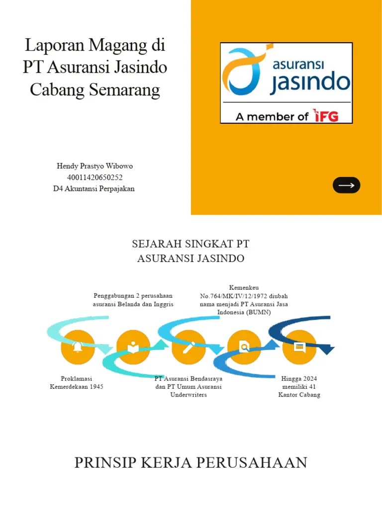 Presentasi Ujian Laporan Magang Di PT Asuransi Jasindo Cabang Semarang | PDF