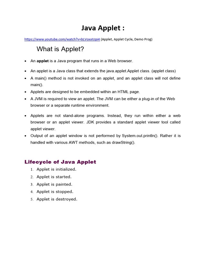 Applet | PDF | Java (Programming Language) | Computer Programming