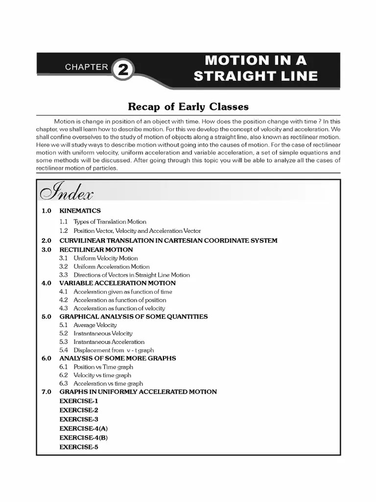 Motion In Straight Line (Theory) Part-1 | PDF