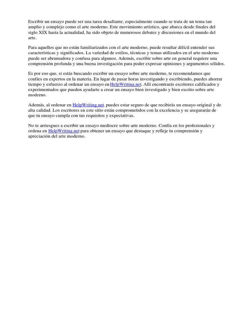 Ensayo Sobre El Arte Moderno | PDF | Ensayos | Las Artes