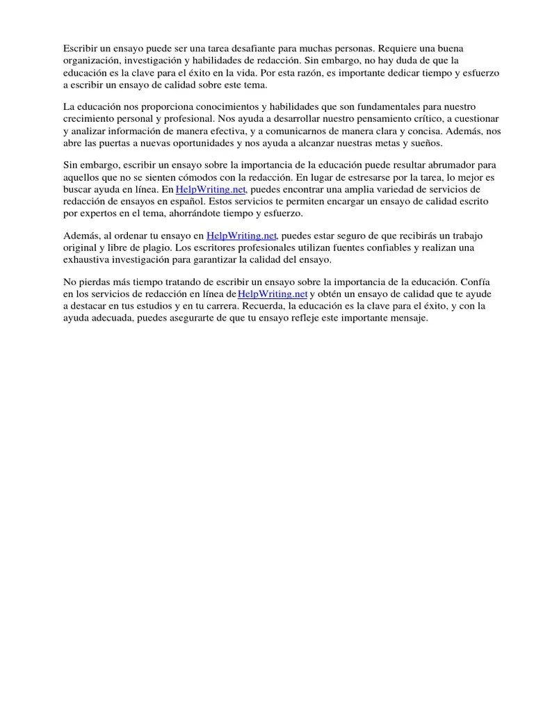 La Importancia De La Educación Para El Éxito | PDF | Ensayos | Cognición