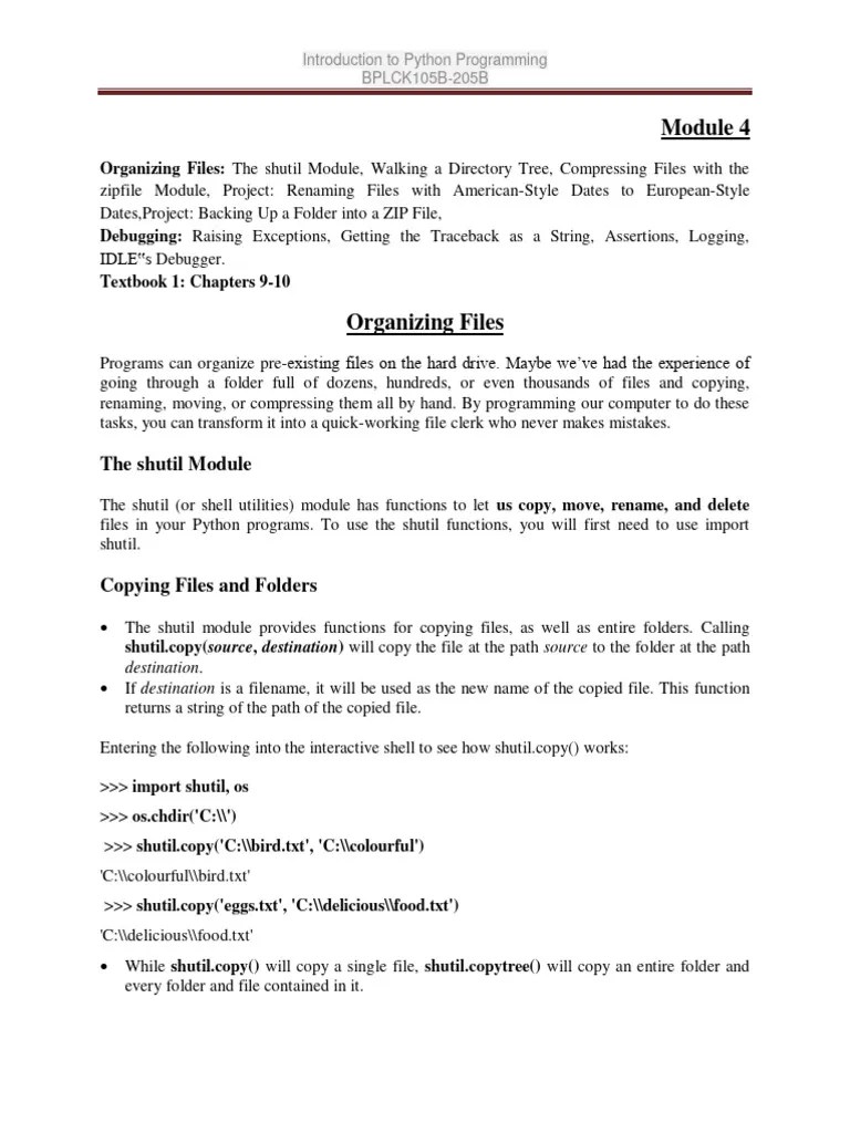 Module 4 Python Notes | PDF | Zip (File Format) | Computer File