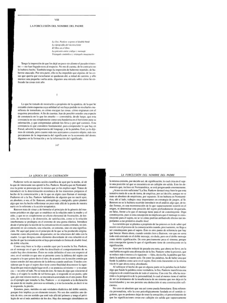 Lacan, J. Seminario 5. Las Formaciones Del Inconsciente. Cap VIII Y XIX Punto 3 | PDF