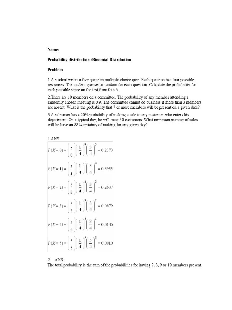 Assignment Probability Distribution | PDF
