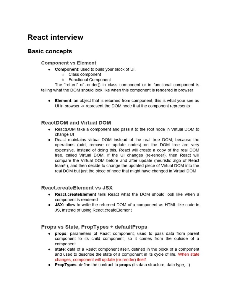 React Interview | PDF | Document Object Model | Computer Programming