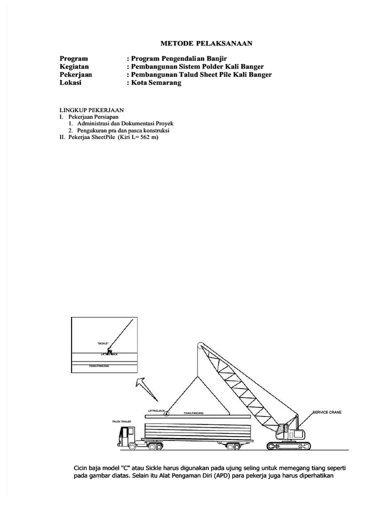 Metode Pelaksanaan Pekerjaan Sheet Pile Kali Banger Ref 2 | PDF