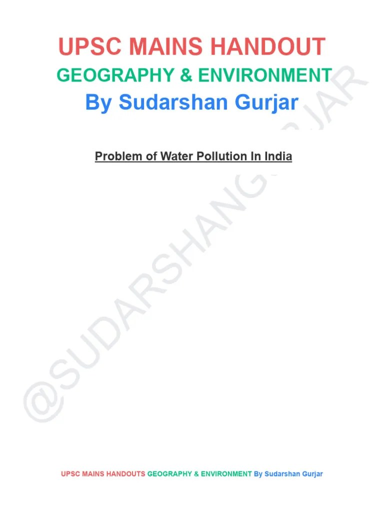 Upsc Mains Handout: By Sudarshan Gurjar | PDF | Water Pollution ...