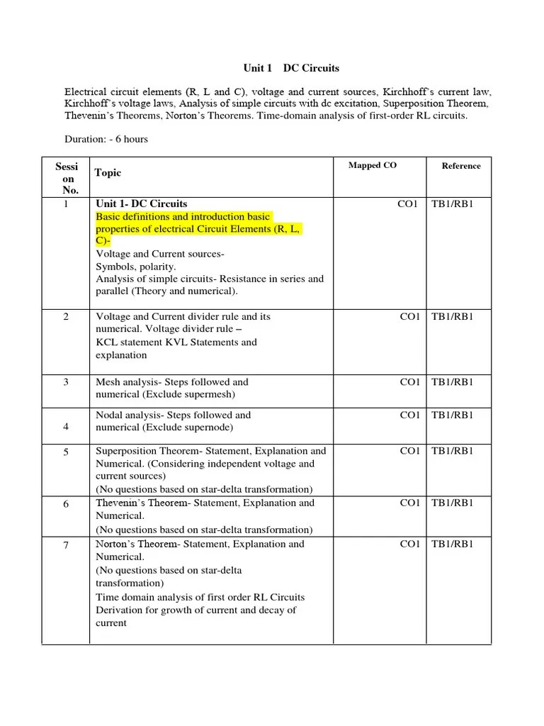 Unit 1 DC Circuits | PDF | Inductor | Series And Parallel Circuits
