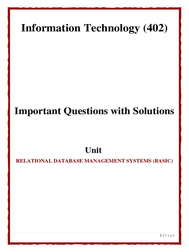 Relational Database Management Systems (Basic) | PDF | Relational ...