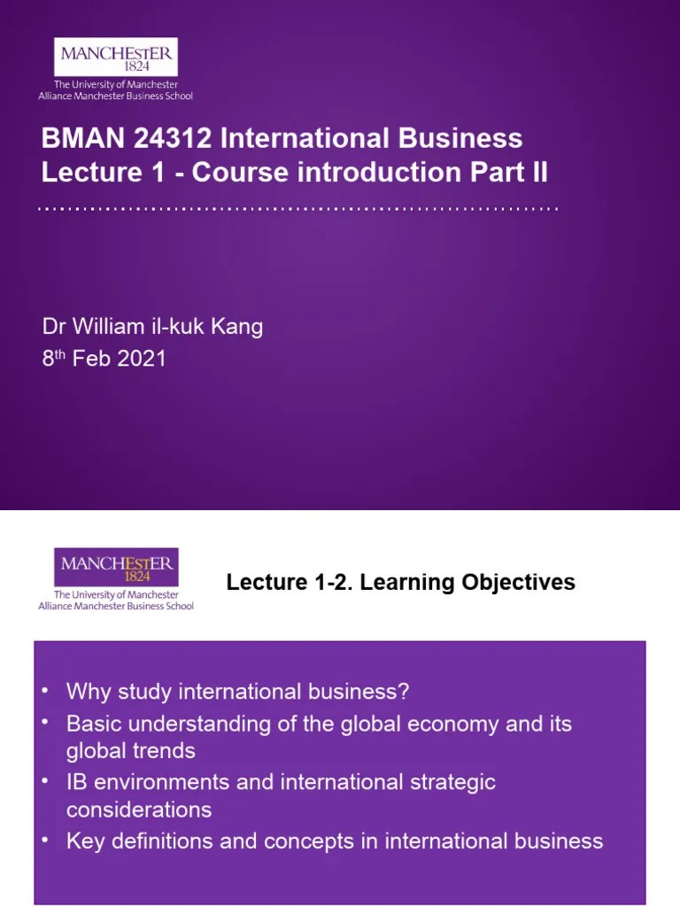 IB Lecture 1 Introduction To IB - Part 2 | PDF | Globalization | Strategic Management