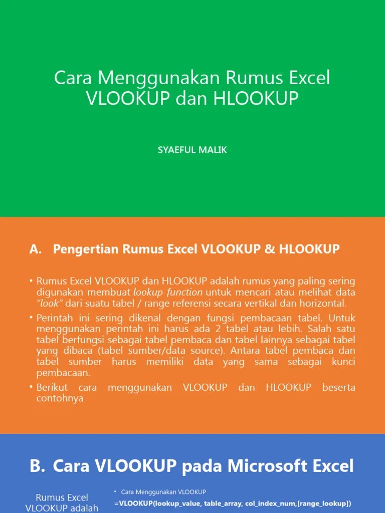 Cara Menggunakan Rumus Excel VLOOKUP Dan HLOOKUP | PDF