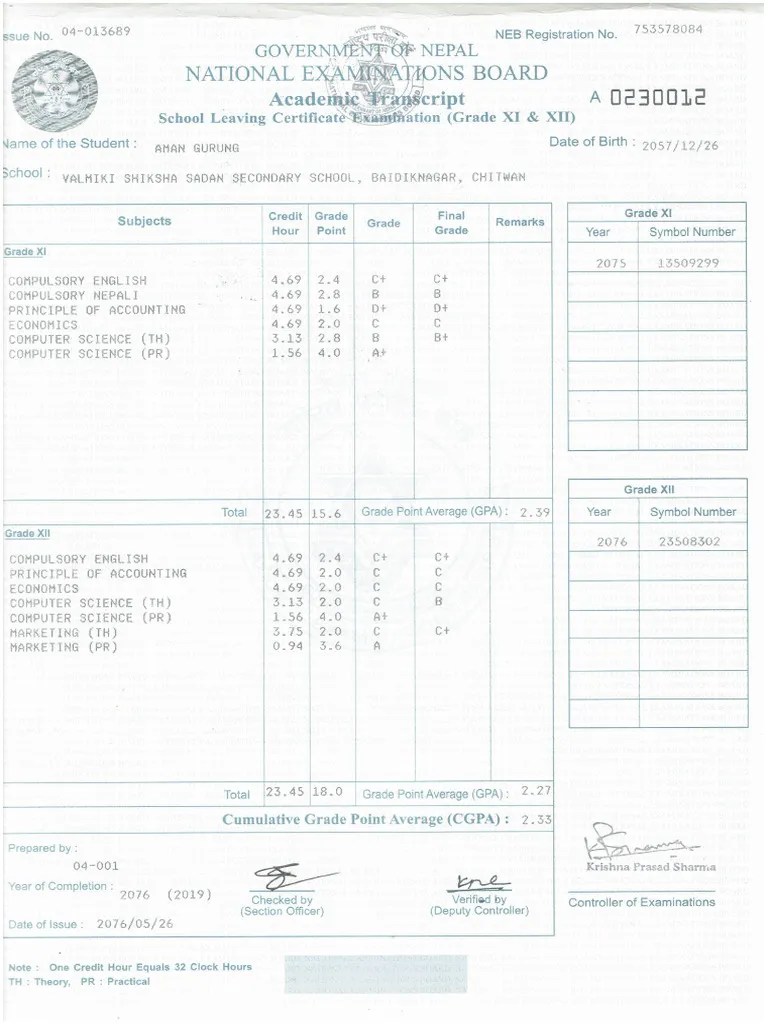 Academic Transcript | PDF