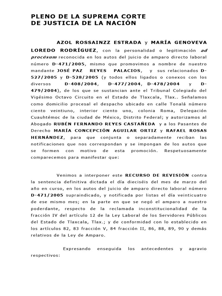Recurso De Revisión Del Amparo Directo | PDF | Derecho Laboral | Caso De Ley